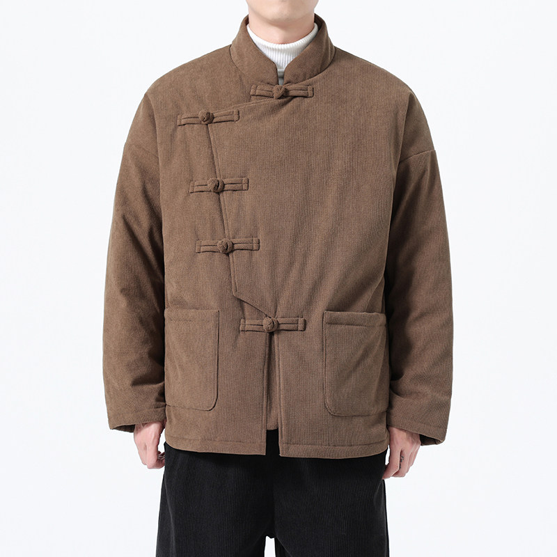 冬季中国风复古斜襟男式唐装外套加厚保暖斜襟棉袄大码复古棉服潮,男装,唐装,淘宝优惠券,粉丝福利购,淘宝优惠卷