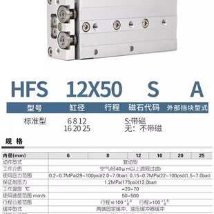 25X10 亚德客型精密滑台气缸HLS6 50S