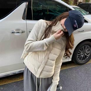 韩系针织立领拼接羽绒服女秋冬新通勤90白鸭绒短款外套Z1022Y