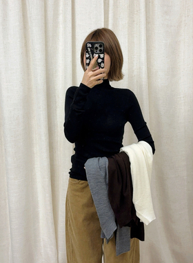 ASBR 德国杨子纱100绵羊毛48支176克精细绵羊毛无缝半高领针织衫