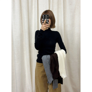 ASBR 德国杨子纱100绵羊毛48支176克精细绵羊毛无缝半高领针织衫