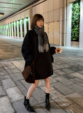 ASBR 原C料！ed衬衫领轻暖棉服外套女25冬新款休闲百搭宽松中长款