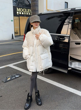 ASBR 原C料【白鹿同款】毛绒拼接宽松加厚羽绒服25冬新款90白鸭绒