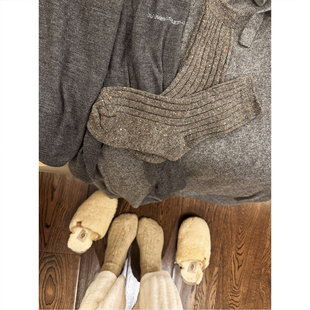 韩国进口羊毛混纺彩色花线保暖半长筒袜 阿咪自留款 Susan Lin