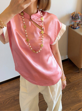 9.12 （断码，非7天，介意者勿下单） 新中式皱感醋酸旗袍国风T恤