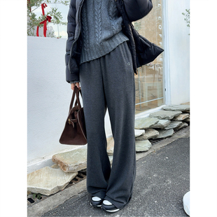 德绒百搭休闲裤 ASBR 25冬新款 软糯舒适双面绒微喇阔腿裤 女 原C料