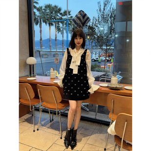 进口丝绒重工纯手缝钉珠百搭背带连衣裙26春新款 轻奢 法式 ASBR