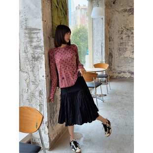 百搭A字半身裙女26春新款 ASBR 复古褶皱感时尚 旧港拾光 原C料