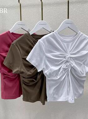 1.14（非7天，不退换，介意者勿下单 ）褶皱修身显瘦百搭短款T恤