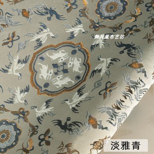 高端提花织锦缎面料 真丝鹤鹿同春肌理顺滑垂坠宋锦旗袍汉服布料