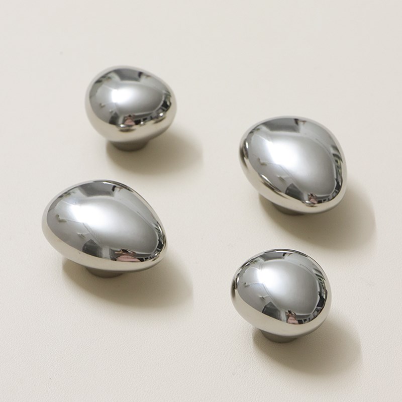 星翡银色柜门水滴拉手单孔陶瓷抽屉把手儿童衣柜免打孔柜子高级感