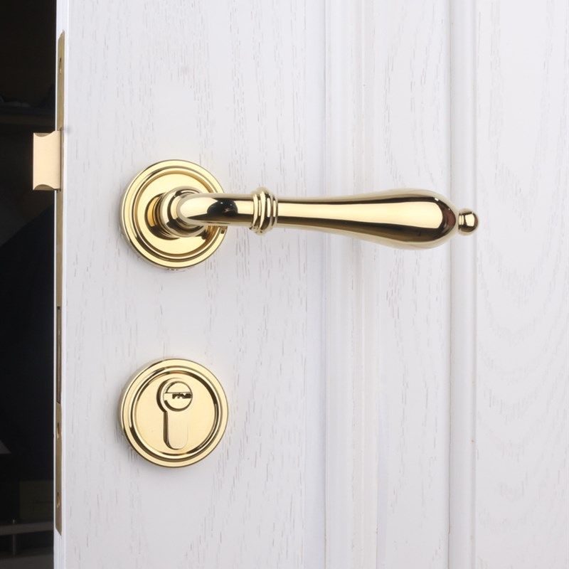 一佰利美式黄青铜门锁欧式房间门锁静音磁锁法式覆古室内木门拉手