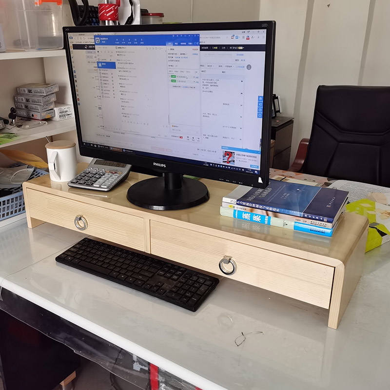 显示器垫高架桌面抽屉柜实木置物架定制小柜子办公化妆柜收纳整理