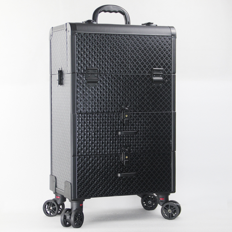 妆百纳大号多层拉杆化妆品箱跟妆师带锁美甲纹绣工具收纳箱子