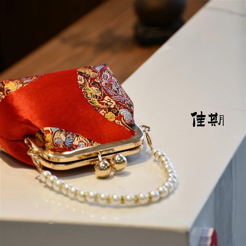 佳期 真丝宋锦织锦新中式婚包新娘包非遗手工包口金包DIY材料包