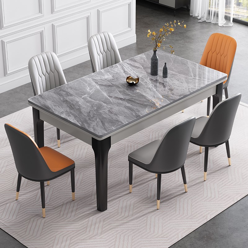 馨佰利实木岩板餐桌家用简约现代长方形吃饭桌轻奢小户型电磁炉桌