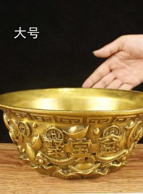 纯黄铜碗蝙蝠聚宝DHZ 盆属摆件 元宝仙桃盆聚宝金开业礼品装饰品