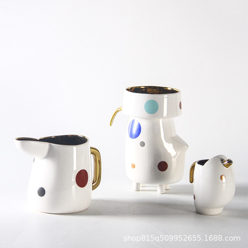 北欧创意波点金陶瓷花瓶客厅玄关样板房餐桌插花器软装工艺品摆件,橡塑材料及制品,其他塑料制品,淘宝优惠券,粉丝福利购,淘宝优惠卷