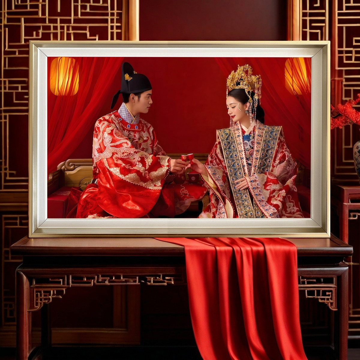 清珂 定制婚纱照相框大尺寸挂墙打印洗照片全家福卧室结婚照制作