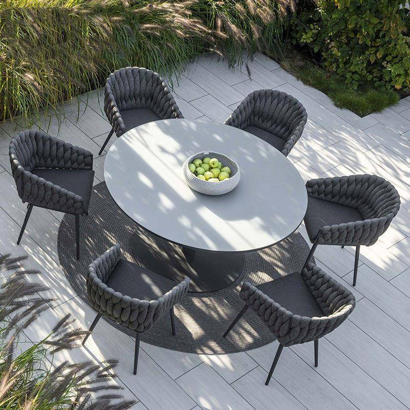 户外桌椅组合露天餐厅庭院花园餐桌休闲藤编藤椅桌子防水防晒家具