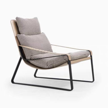 意式极简千鸟格休闲椅单人沙发躺椅马鞍皮高背懒人设计师客厅单椅,模玩/动漫/周边/娃圈三坑/桌游,文化/体育周边,淘宝优惠券,粉丝福利购,淘宝优惠卷