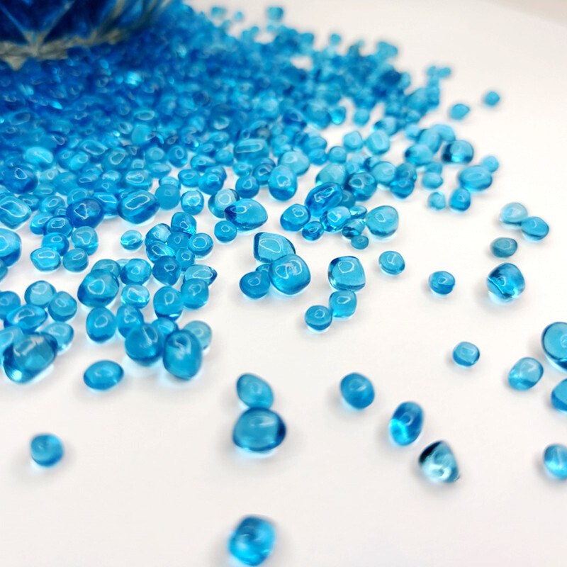 彩色玻璃珠子鱼缸造景水洗石玻璃球玻璃散珠泳池铺面不规则珠水族