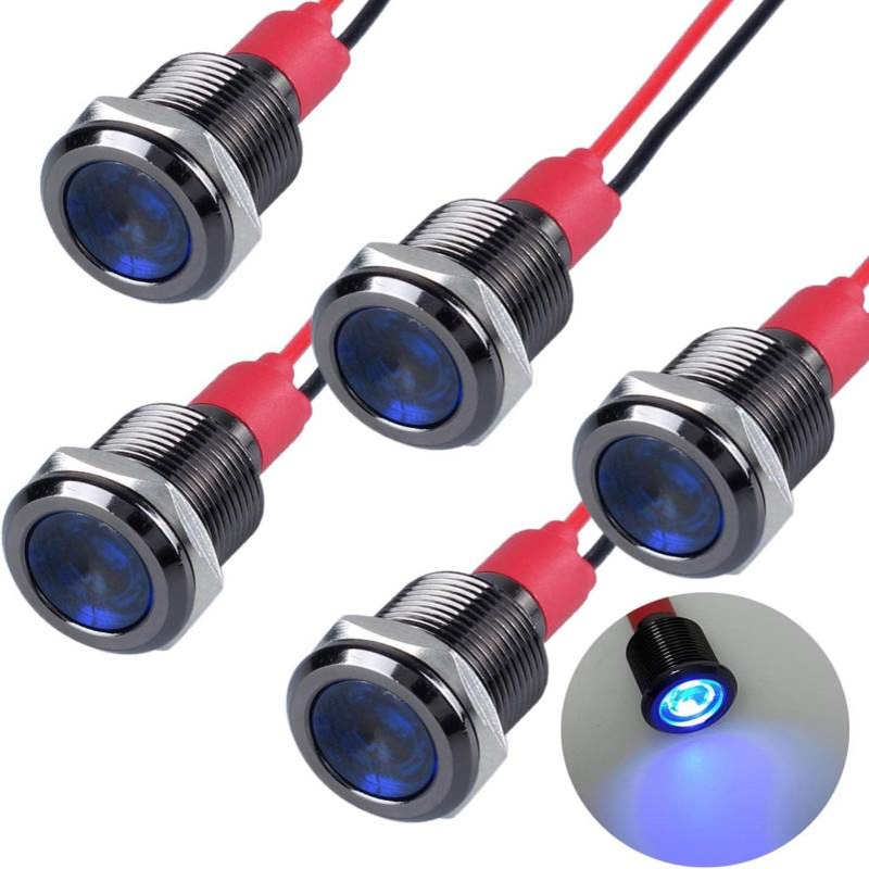 DMWD 5 件 12V-24V 20mA 节能 LED 指示灯铝合金外壳 12mm (0.47&