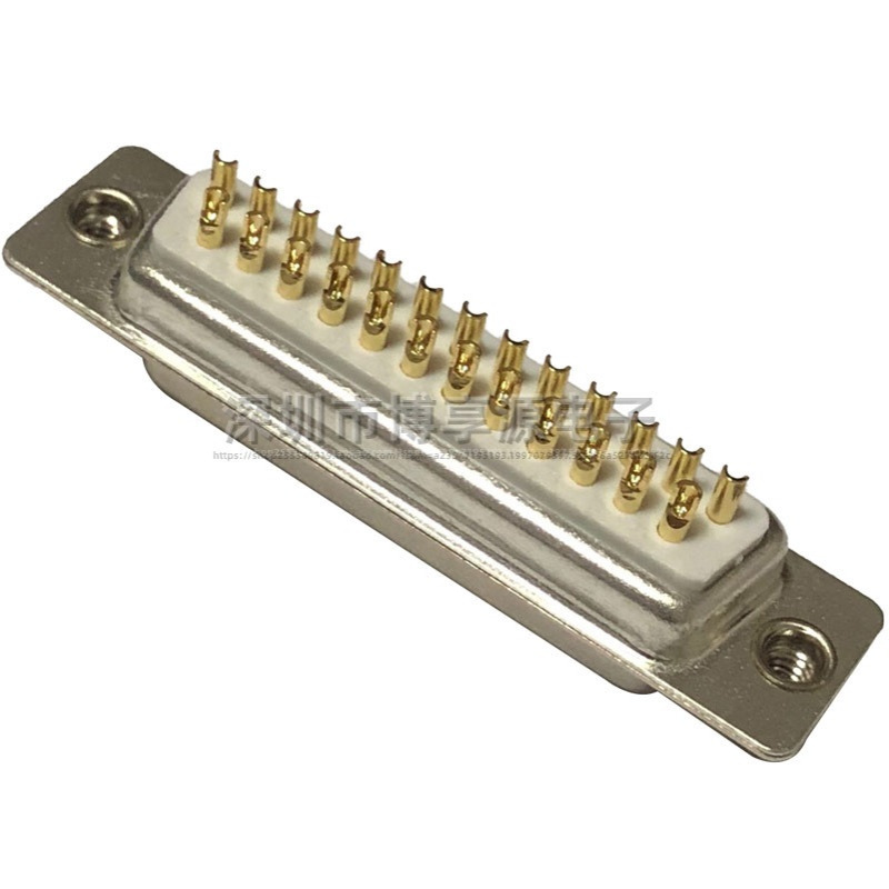 工业级 实心车针DB25母头 镀金焊线式 两排25PIN 前铆空心螺母