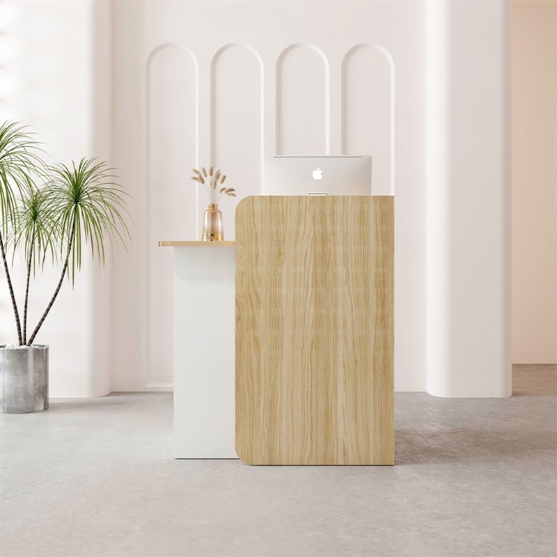 网红小型收银台美容柜台前台桌吧台烤漆弧形领位台现代简约接待台