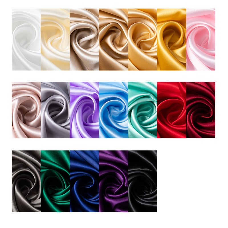 纯色16姆米 真丝素绉缎布料100桑蚕丝服装礼服衣裙内衬内里绸缎布