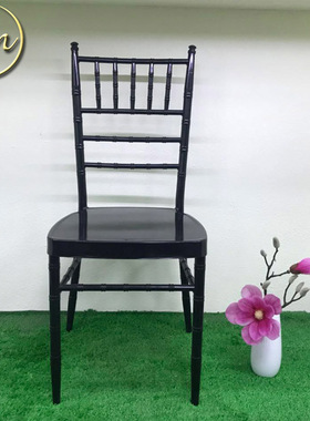 批发 HM-ZJ90 黑色竹节椅 厂家直供 亚光黑铁制堆叠椅 宴会专用