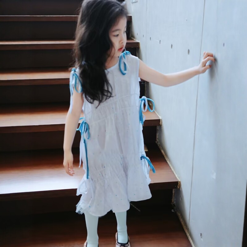 矢也田 唯美童话感糖果系波点公主裙女童夏季新 款甜美背带连衣裙