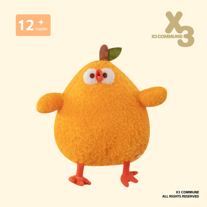 X3COMMUNE新款卡通橙子墩墩小黄鸡毛绒玩具公仔可爱萌萌小鸡玩偶