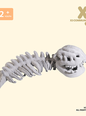 X3COMMUNE 中华恐龙骨架头套毛绒玩偶模型头套玩具学生外骨骼衣服