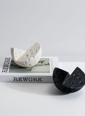 侘寂风几何半球形摆件展厅样板房售楼中心装饰品客厅餐桌书房摆设