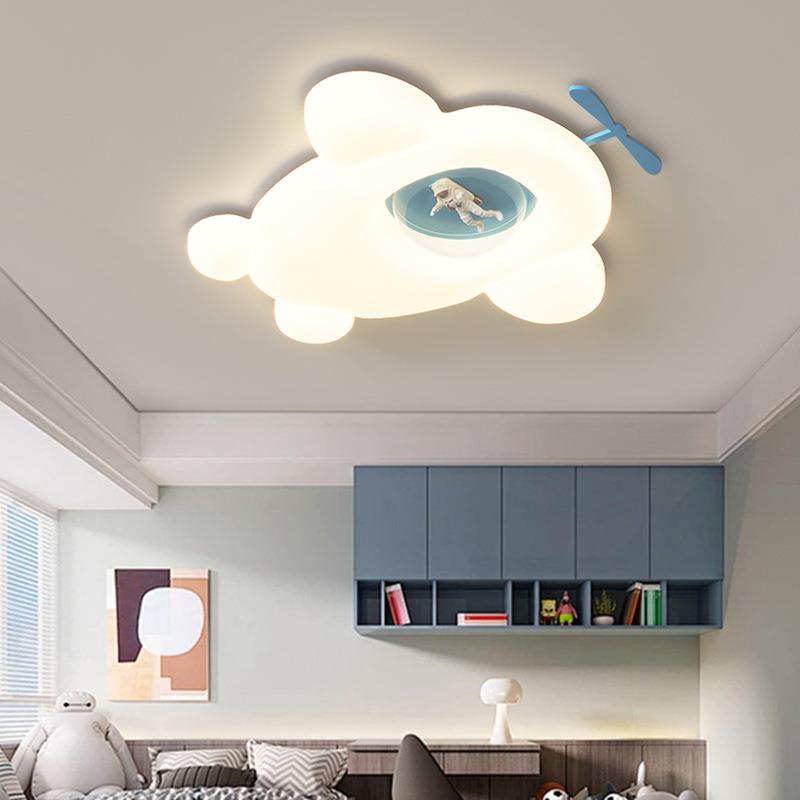 儿童房卡通飞机灯奶油风吸顶灯小孩卧室灯全光谱男孩女孩太空灯具