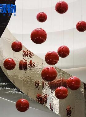 圣诞球彩色吊顶装饰球空心镜面不锈钢金属商城橱窗店面装饰球圆球