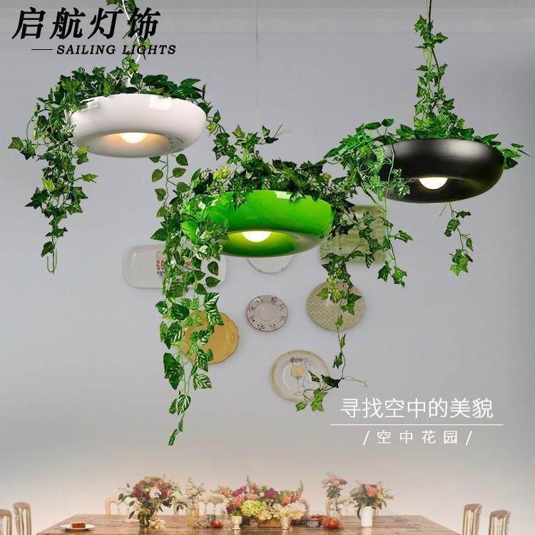 复古工业风植物餐厅创意阳台绿植吊灯奶茶店吧台个性服装店装饰灯
