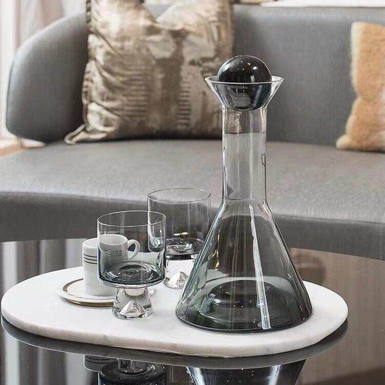 北欧创意水晶玻璃醒酒器醒酒器套装样板间吧台酒柜酒具摆件摆件