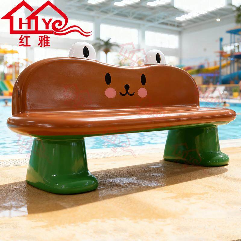幼儿园卡通青蛙座椅儿童玻璃钢可爱长凳早教中心游乐场多人休闲椅