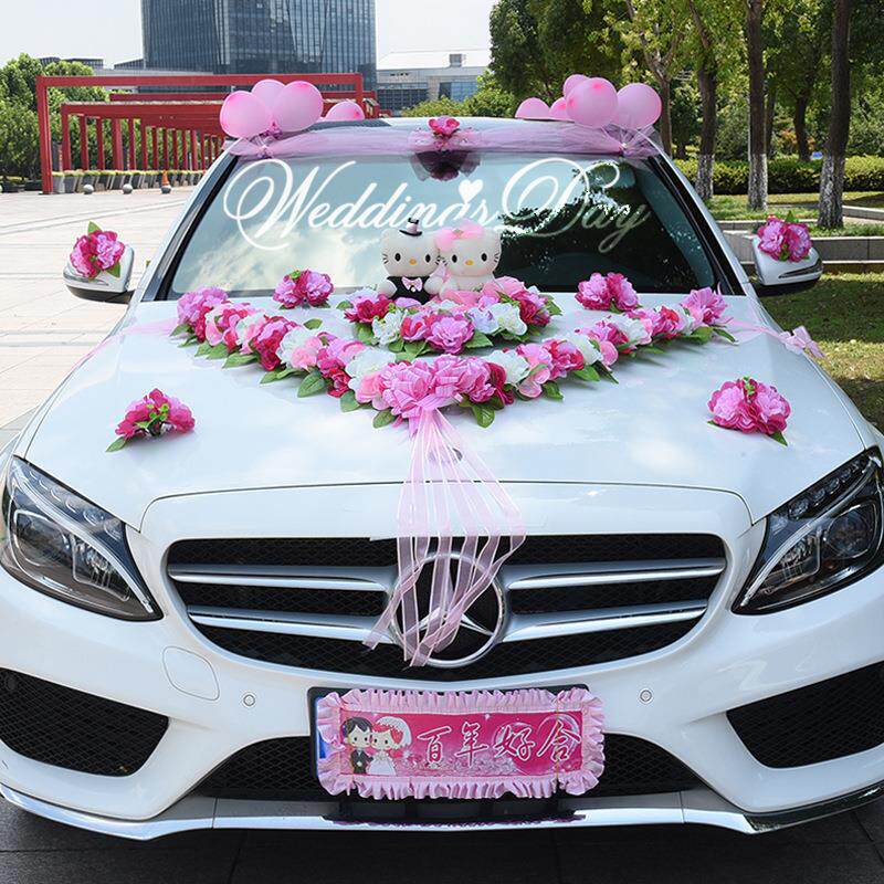婚车装饰套装 副车车队车头吸盘结婚装饰车头花婚车装饰娃娃