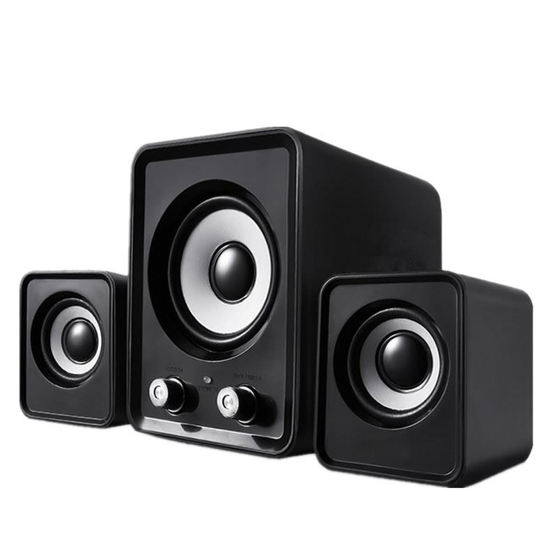 2.1电脑音箱多媒体USB台式笔记本小音响有线低音炮FT-202中性英文