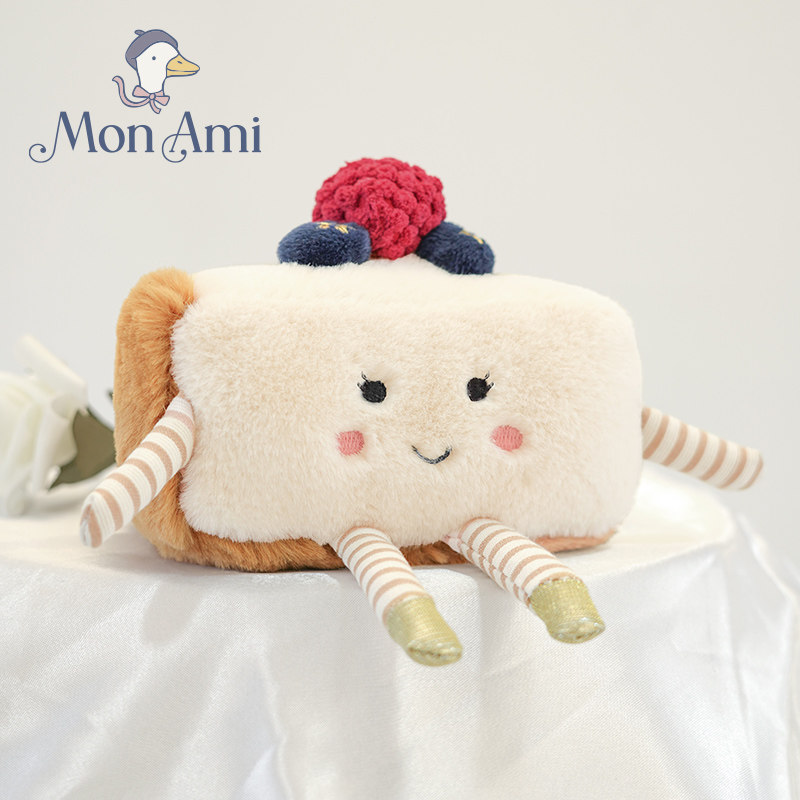 美国monami莫奈美芝士切块蛋糕可爱食物公仔毛绒安抚玩偶玩具女孩