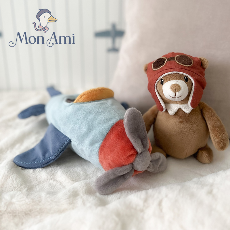 monami可爱毛绒小熊飞行员玩偶