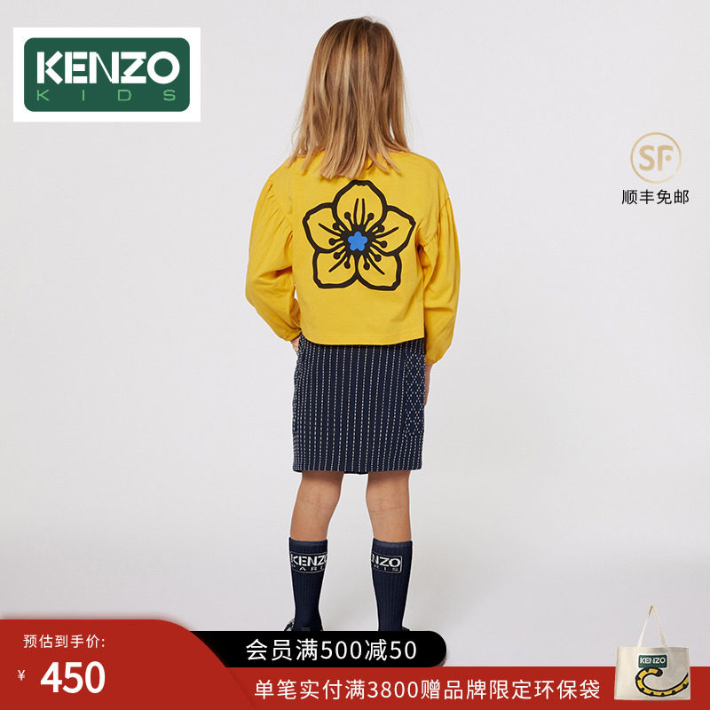 KENZO KIDS童装儿童春秋款海棠花休闲长袖圆领T恤衫K60711