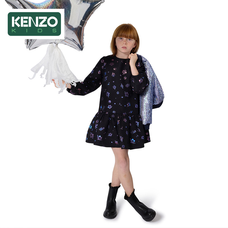 【季末特惠】 KENZO KIDS童装女童春秋印花连衣裙K61340