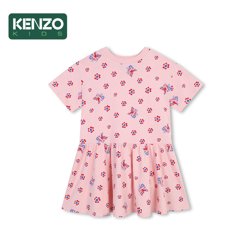 【断码特惠】KENZO KIDS童装女童春夏短袖印花连衣裙K60677