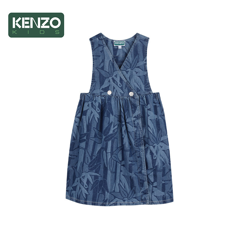 【季末特惠】 KENZO KIDS童装女童无袖背带牛仔连衣裙K61749