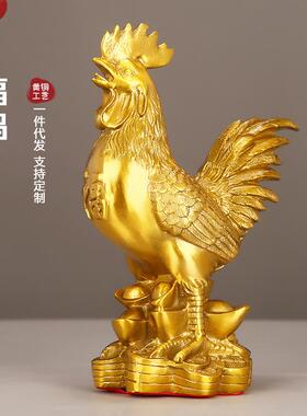 纯铜招财福鸡家居摆件
