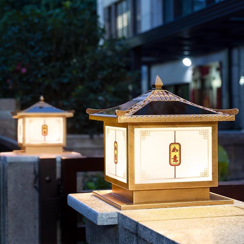 太阳能柱头灯别墅围墙门柱灯农村室外围栏灯太阳能户外景观庭院灯